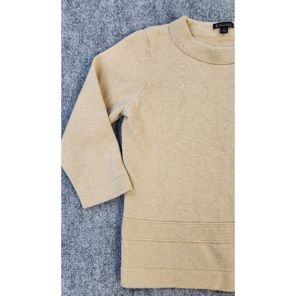 Brooks Brothers Sweater Womens Large Beige Tan Lambs Wool Soft Cozy Cottage Bow - Picture 7 of 15